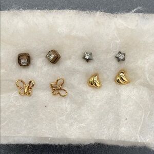 Girls Gold and Silver Stud Earring bundle. Pierced earrings.